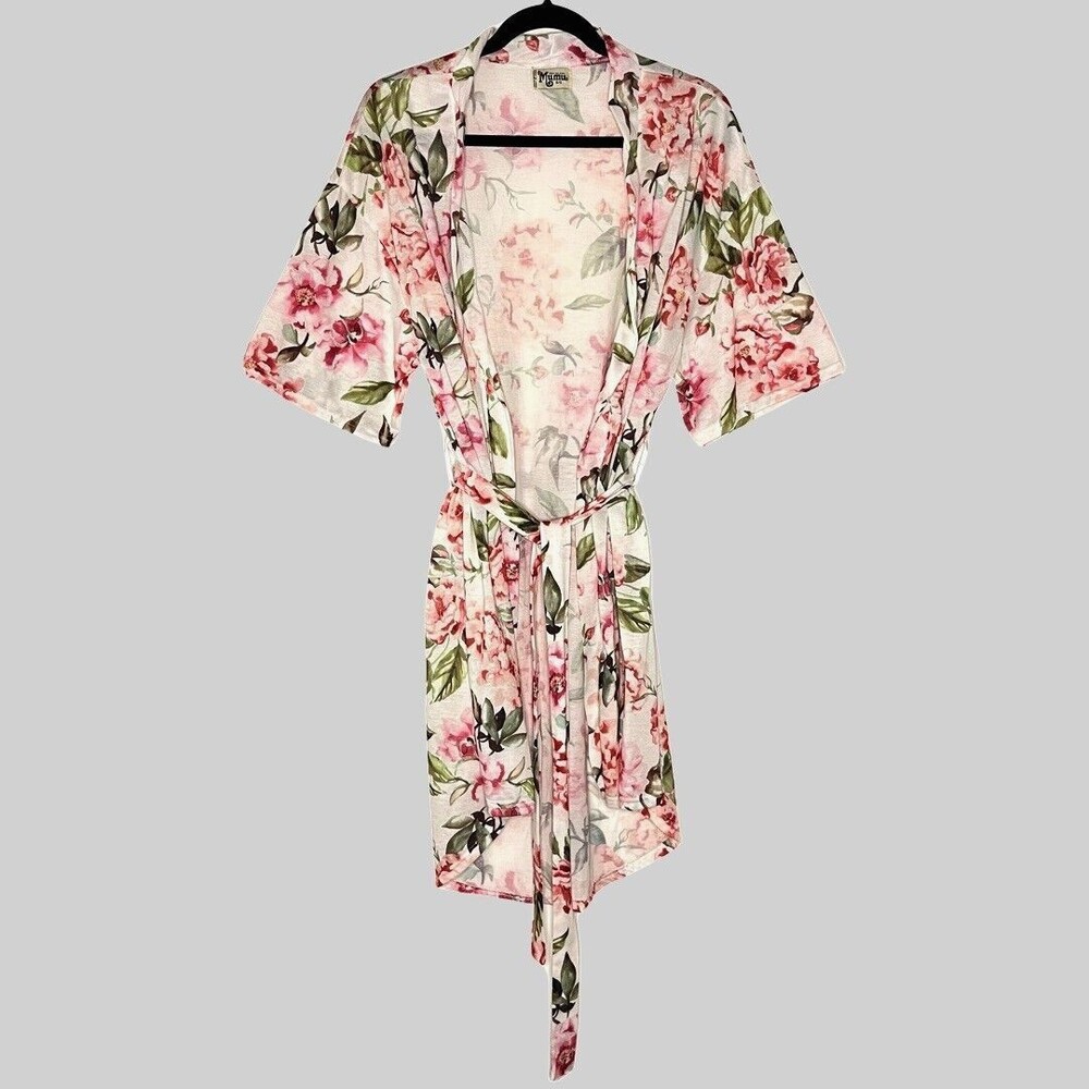 Show Me Your Mumu Brie Women Robe One Size White Floral Half Sleeve Bridal Girly